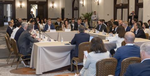 A photo of the roundtable discussion on the pathway to 24/7 trading and clearing at the 2026 Global Cleared Markets Conference 